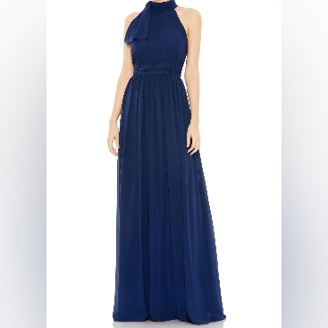Mac Duggal , 10, Midnight Blue Halter Maxi Dress